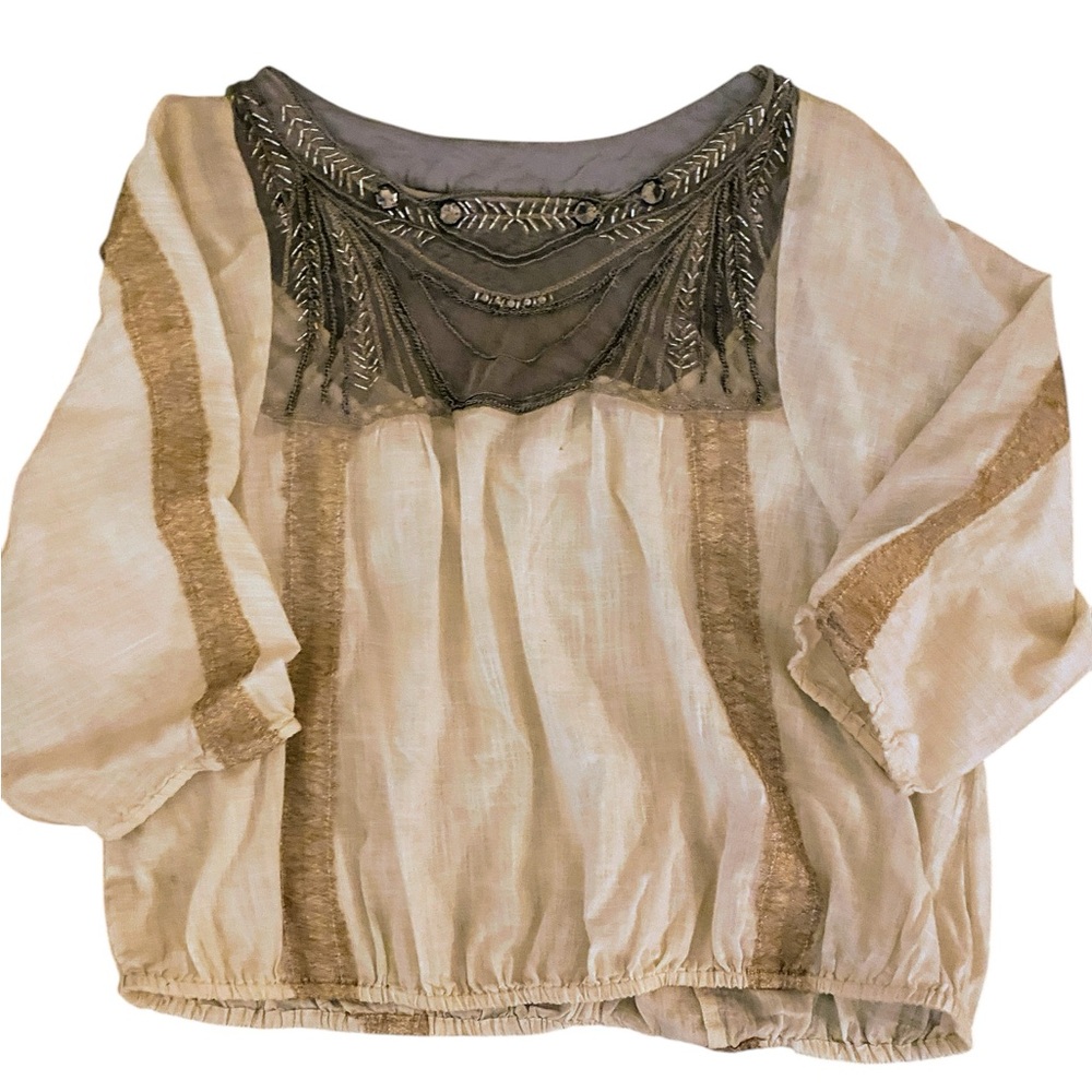 Free People Beaded Low Back Embellished Blouse - med - Picture 1 of 13
